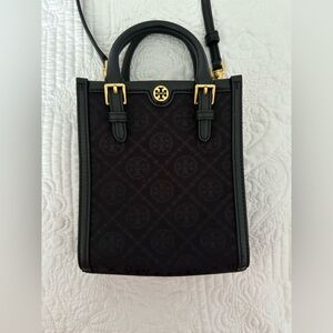 Tory Burch Black Canvas Monogram Mini Bag